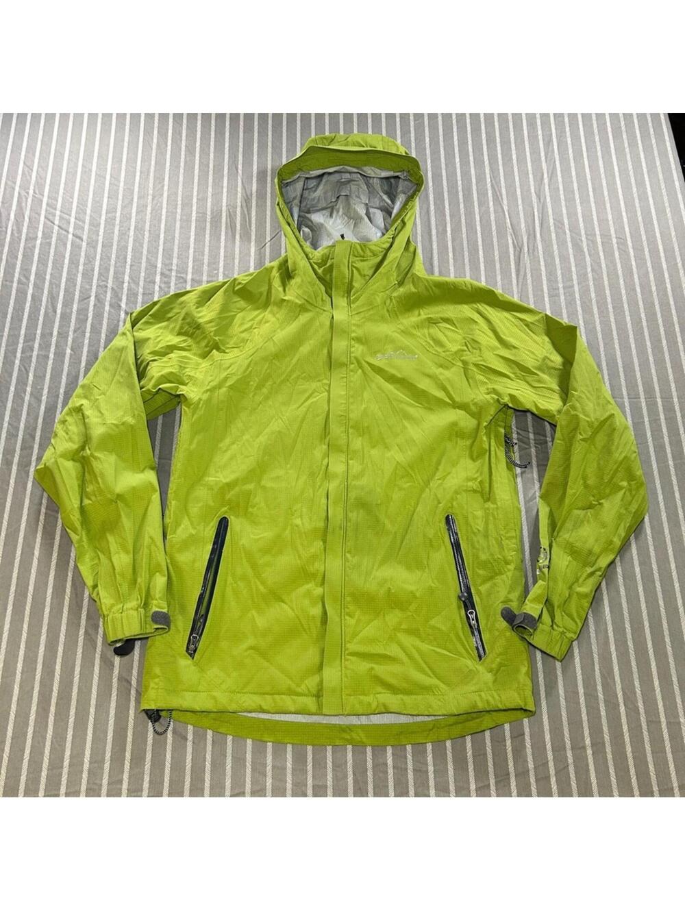 Eddie Bauer WeatherEdge Men's Small Hooded Waterproof Jacket Green 5 Pockets
